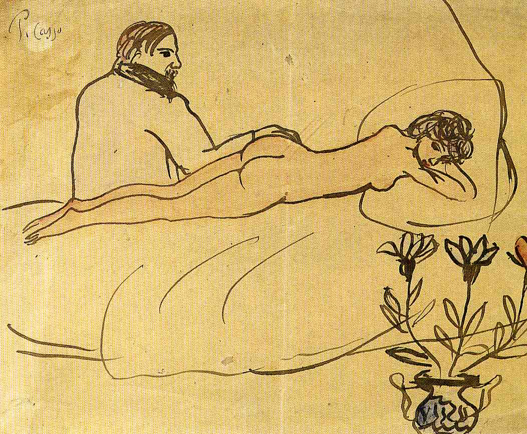 Picasso Nude with Picasso by her feet 1903